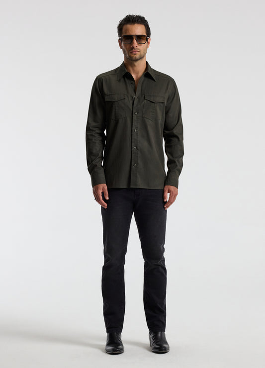 Slim Washed Pocketed Shirt Khaki