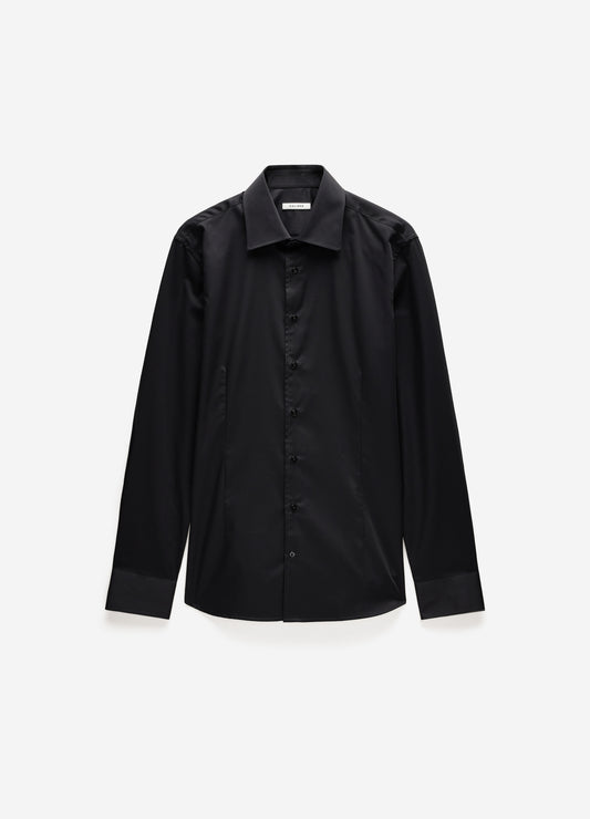 Tailored Cotton Twill Shirt Black