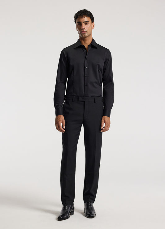 Tailored Cotton Twill Shirt Black