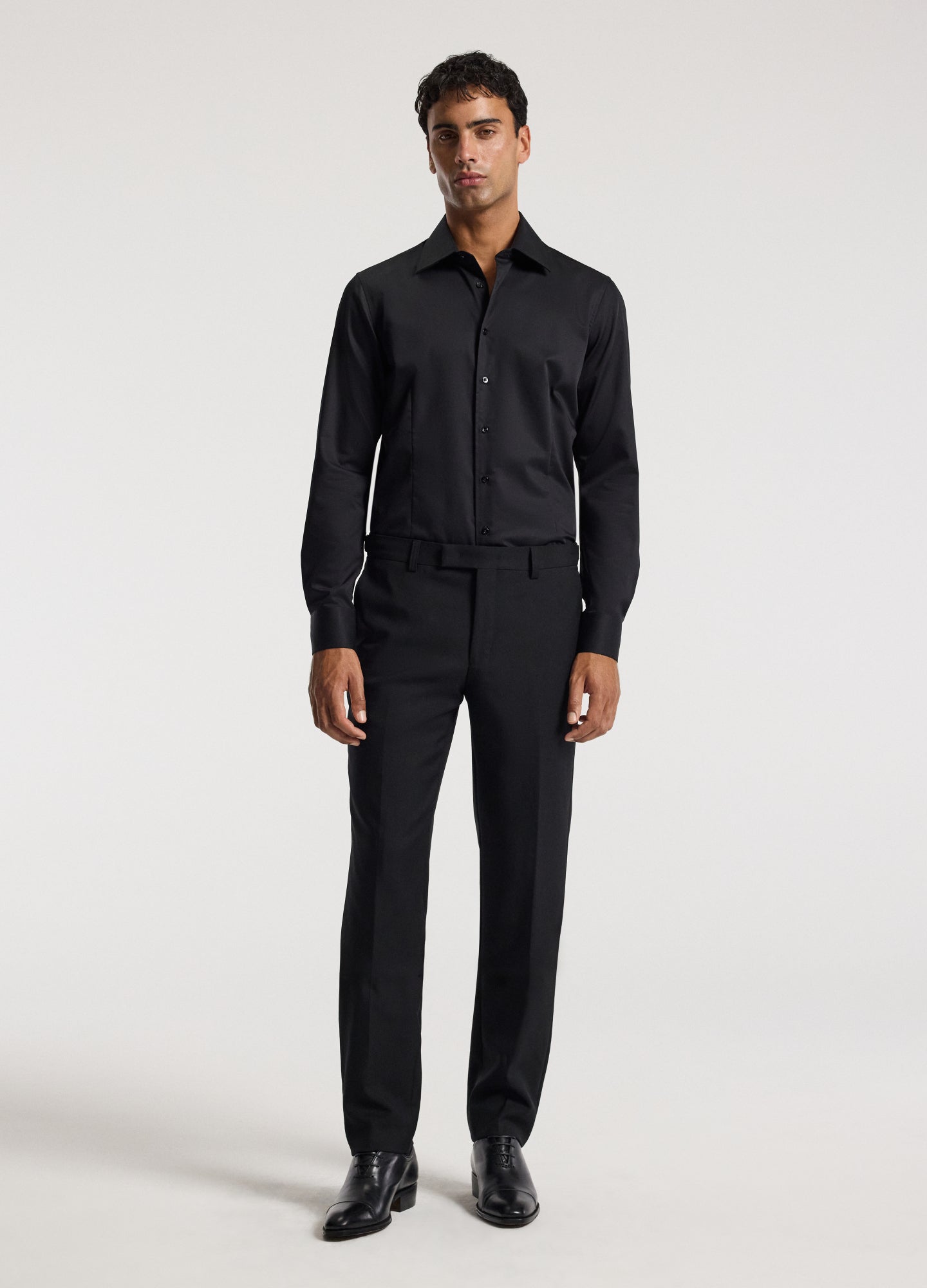 Tailored Cotton Twill Shirt Black