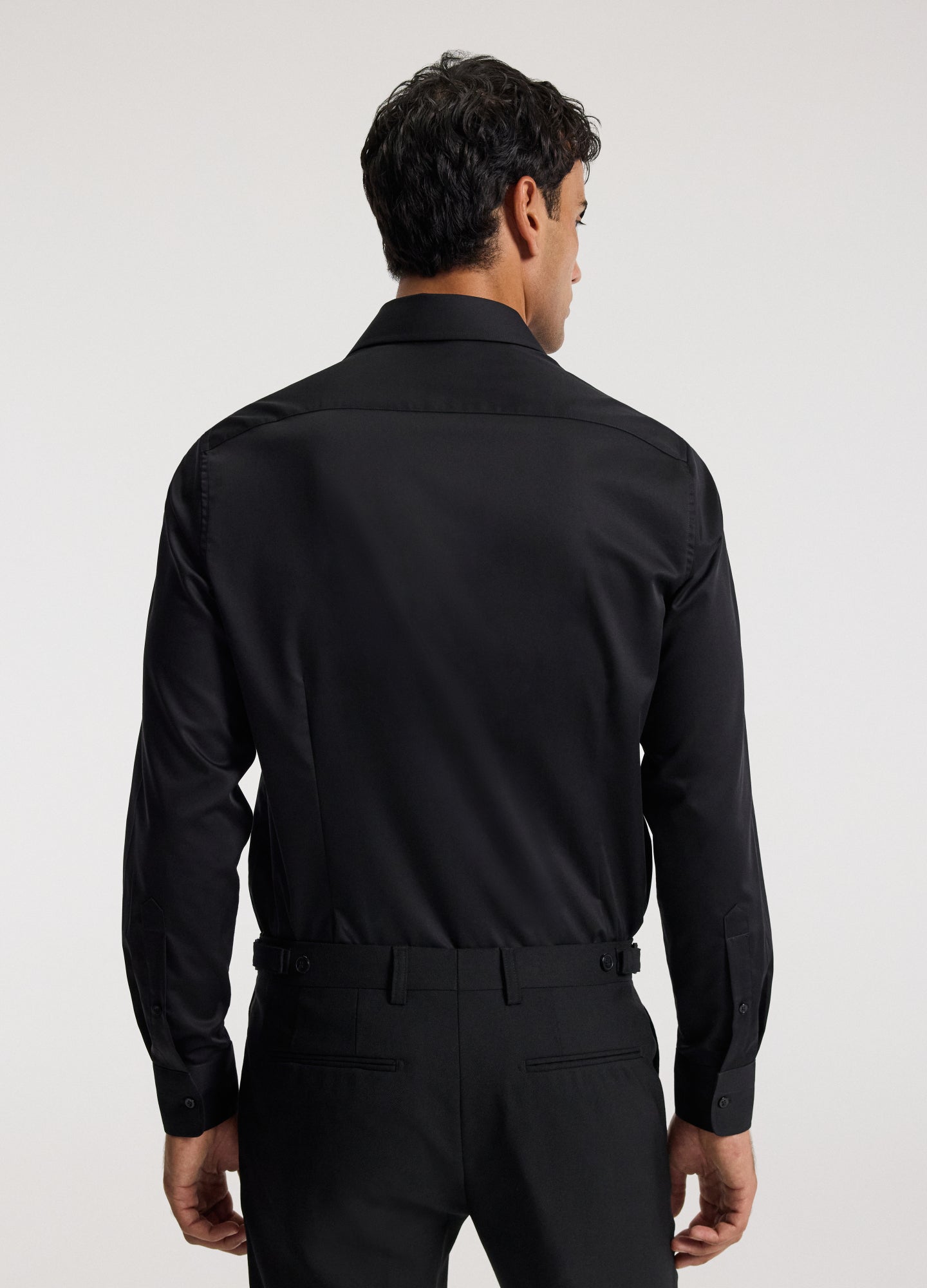 Tailored Cotton Twill Shirt Black