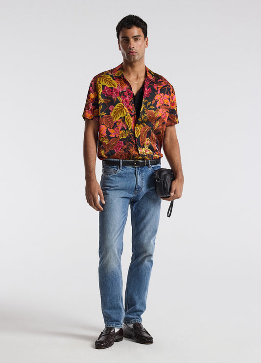 Tropic Noir Camp Collar Shirt Rust