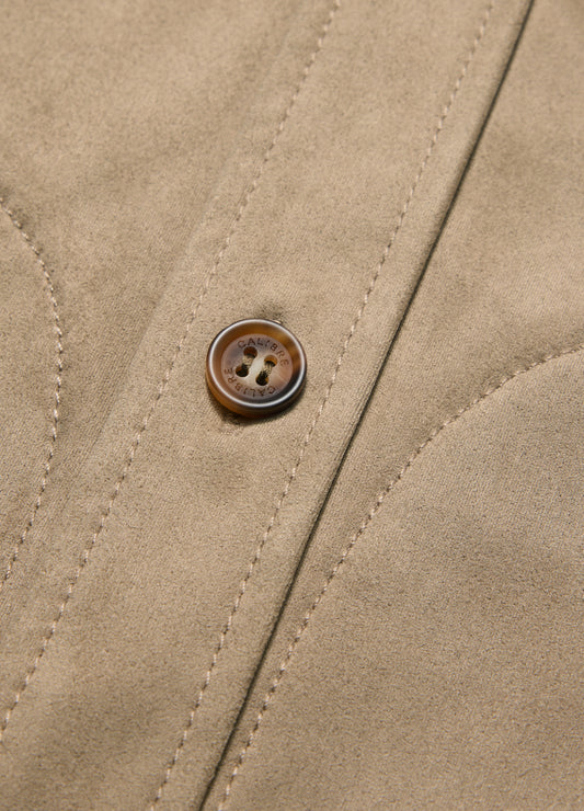 Relaxed Suede Look Shirt Jacket Tan