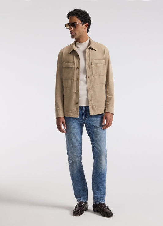 Relaxed Suede Look Shirt Jacket Tan