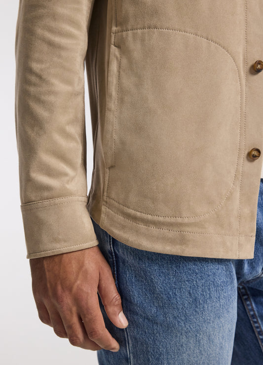 Relaxed Suede Look Shirt Jacket Tan