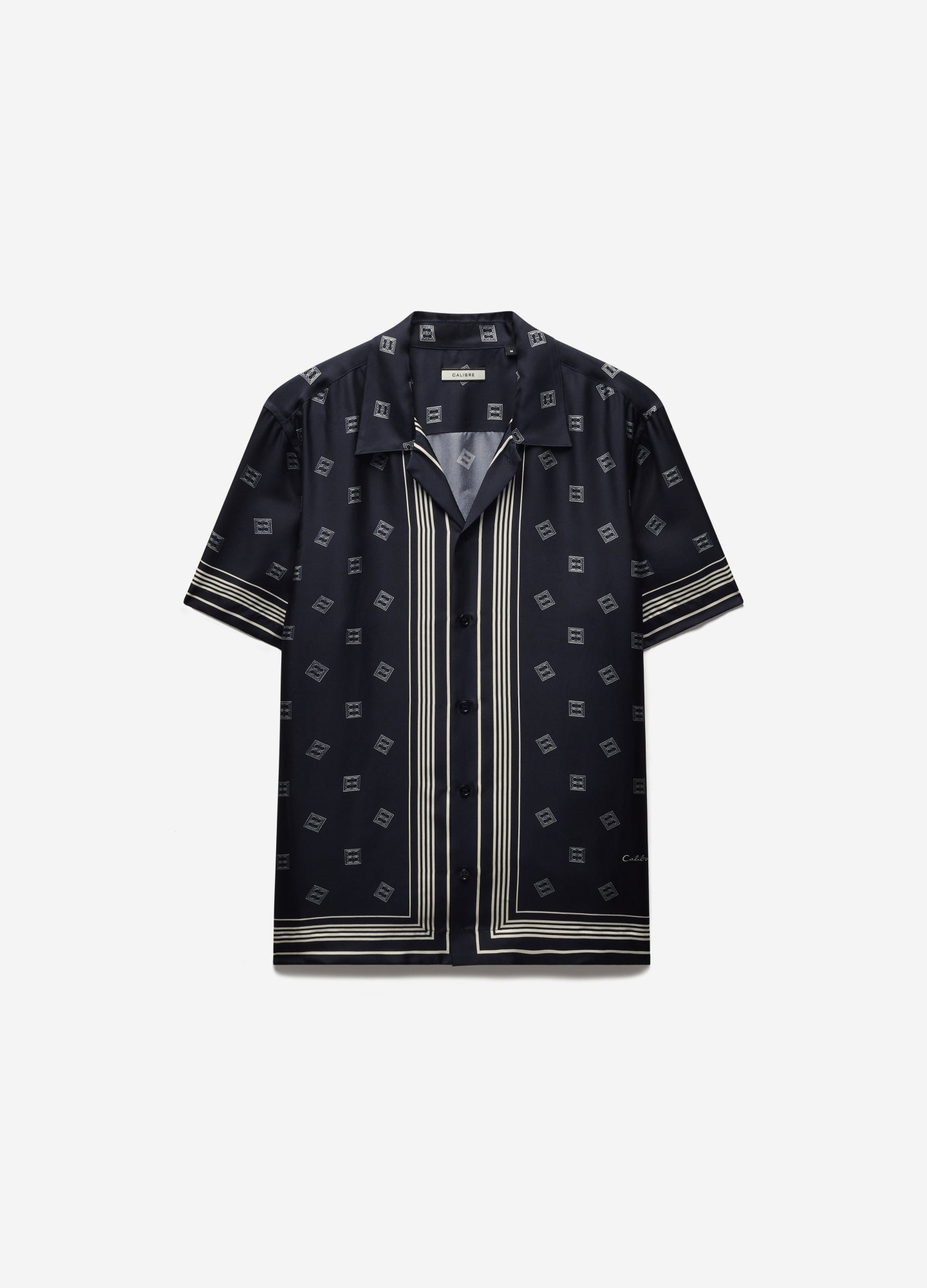 Monogram Scarf Silk Shirt Navy