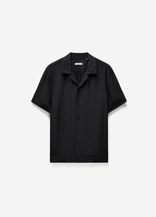 Camp Collar Jacquard Monogram Shirt Black
