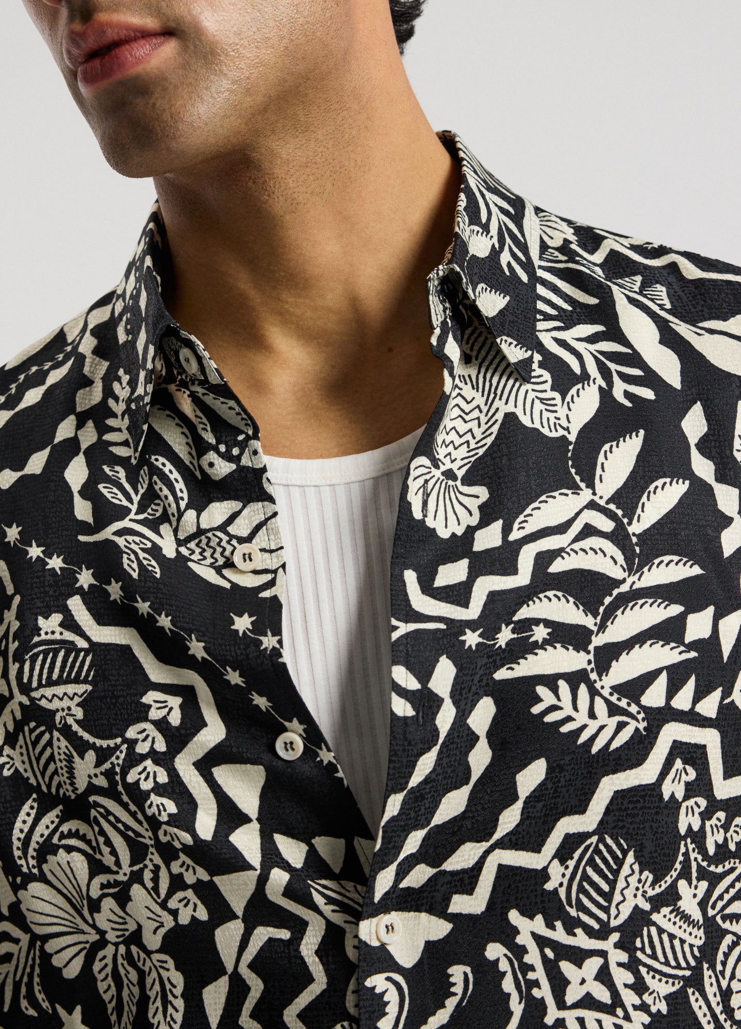 Relaxed Shadow Tapestry Shirt Black
