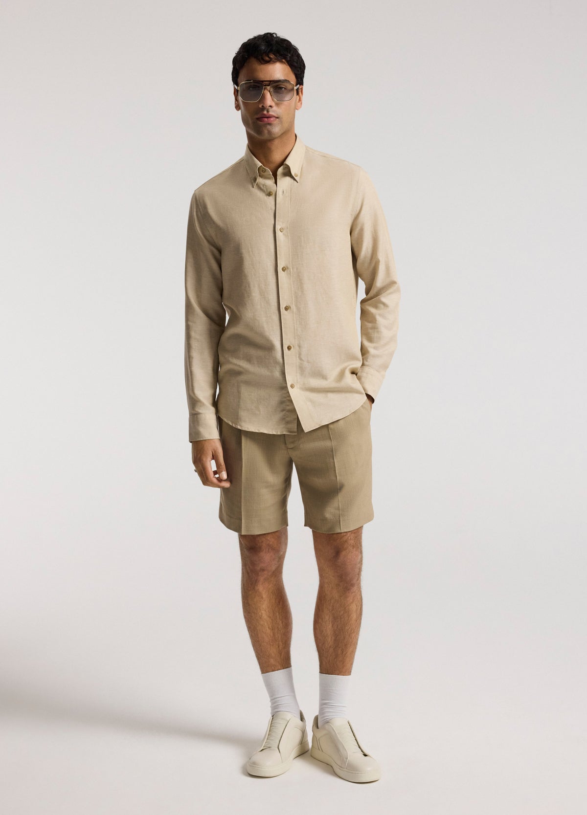 Cotton Linen Long Sleeve Shirt Neutral