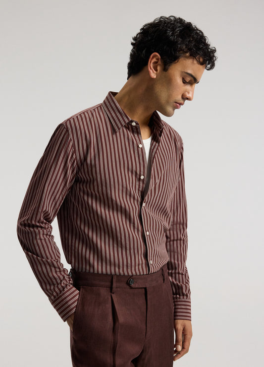 Tailored Shadow Stripe Shirt Bourbon