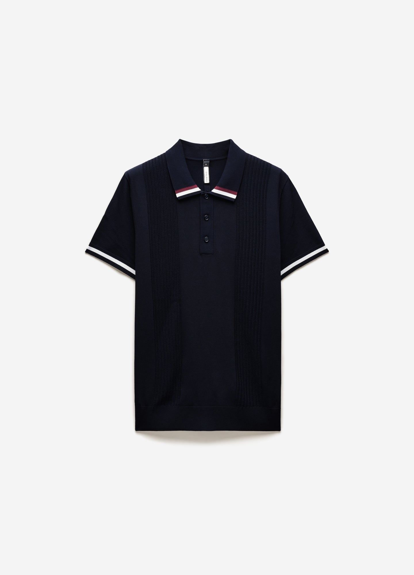 Tech Stripe Collar Polo Navy