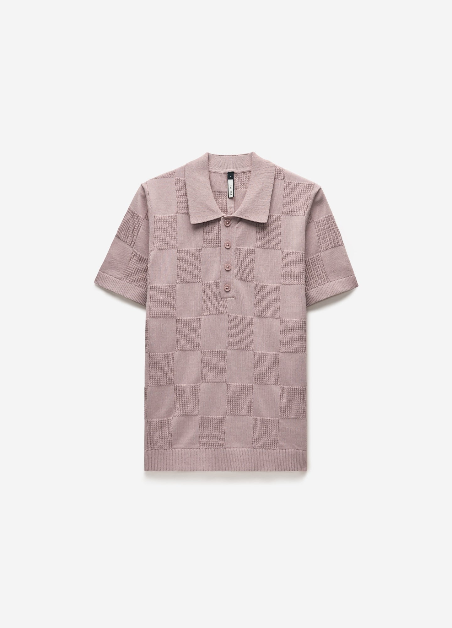 Grid Stitch Polo Pink