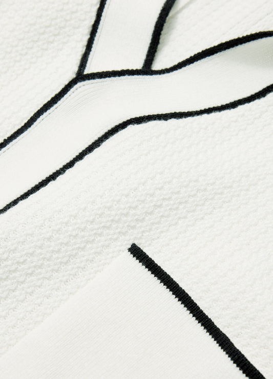 Tipped Edge Open Neck Polo Ivory
