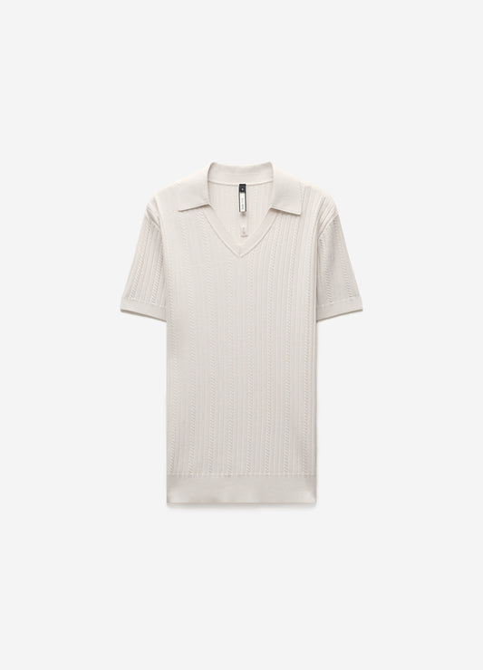 Collared Technical Knit Polo Parchment