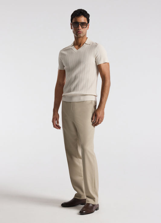 Collared Technical Knit Polo Parchment
