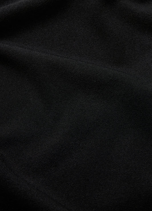 Stripe Cuff Open Neck Polo Black