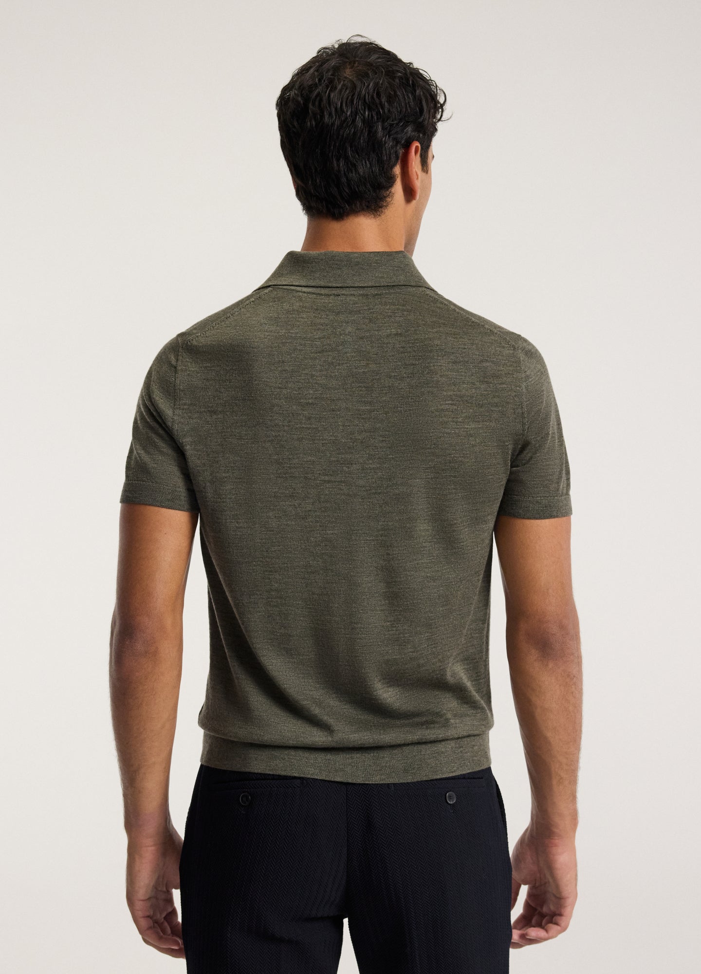 Merino Wool Polo Khaki