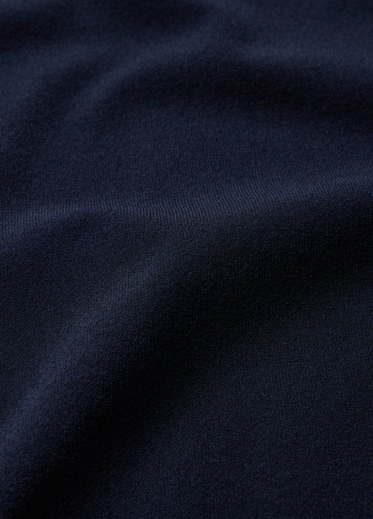 Stripe Open Neck Knit Polo Navy