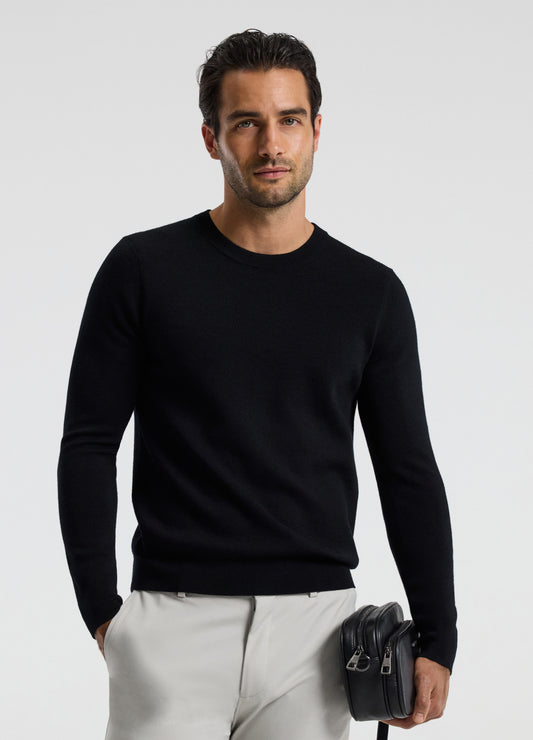 Merino Wool Crew Neck Sweater Black