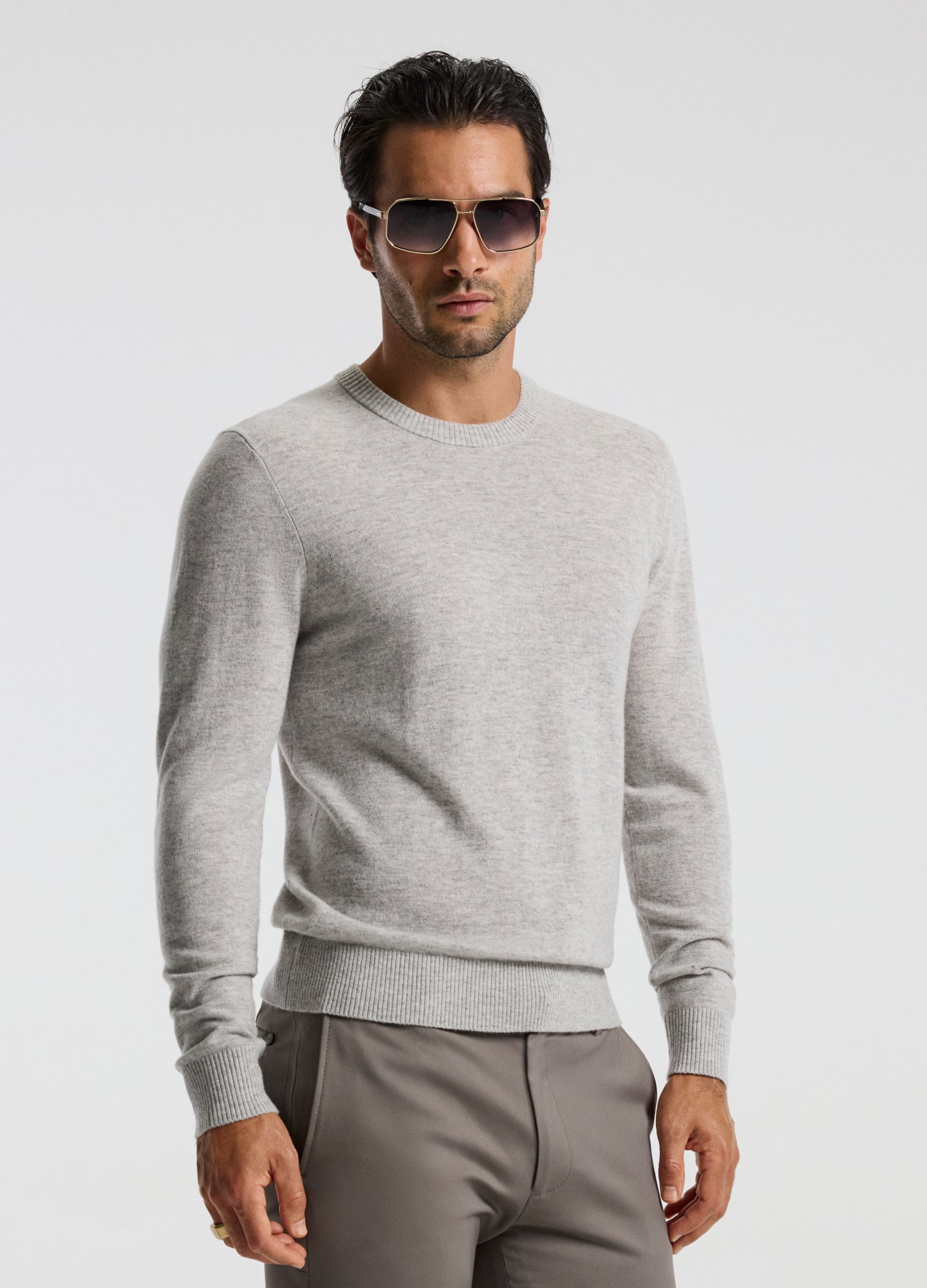 Ultra Fine Merino Wool Sweater Silver
