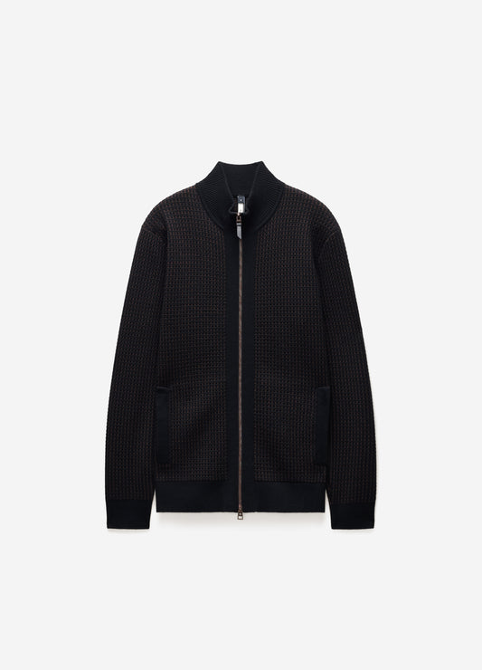 Geometric Jacquard Cardigan Chocolate