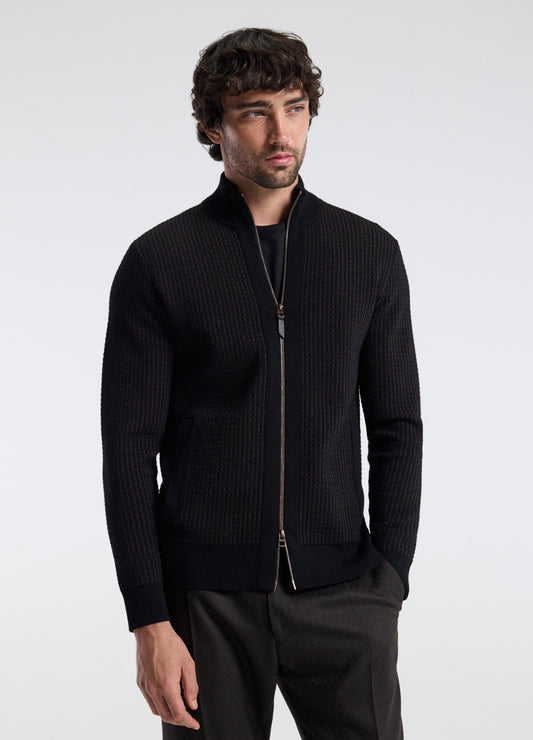 Geometric Jacquard Cardigan Chocolate