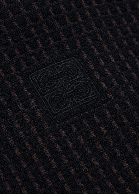 Geometric Jacquard Cardigan Chocolate