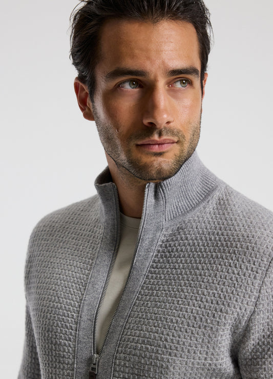 Geometric Jacquard Cardigan Grey