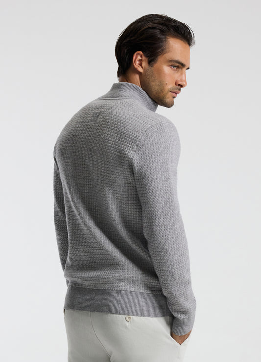 Geometric Jacquard Cardigan Grey