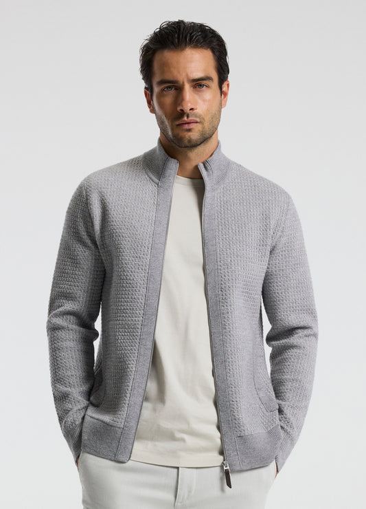 Geometric Jacquard Cardigan Grey