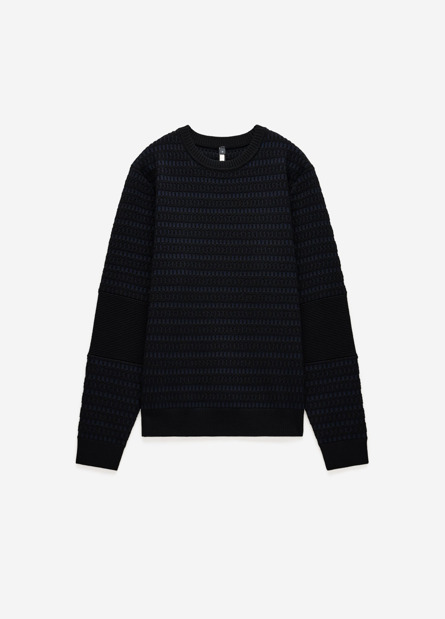 Geometric Jacquard Crew Neck Sweater Navy
