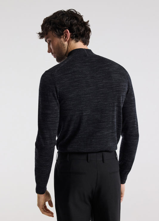 Mock Neck Merino Wool Sweater Charcoal