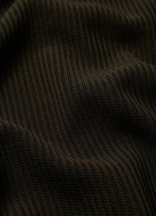 Linear Rib Knit Shirt Dark Khaki