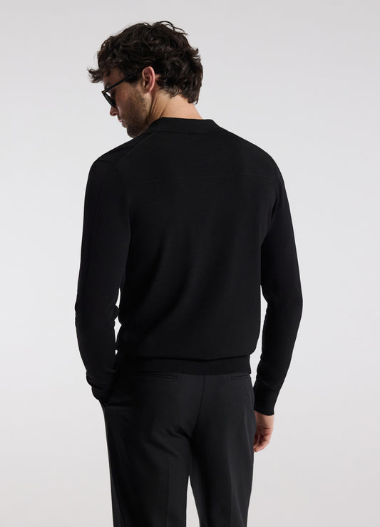 Long Sleeve Tech Knit Polo Black