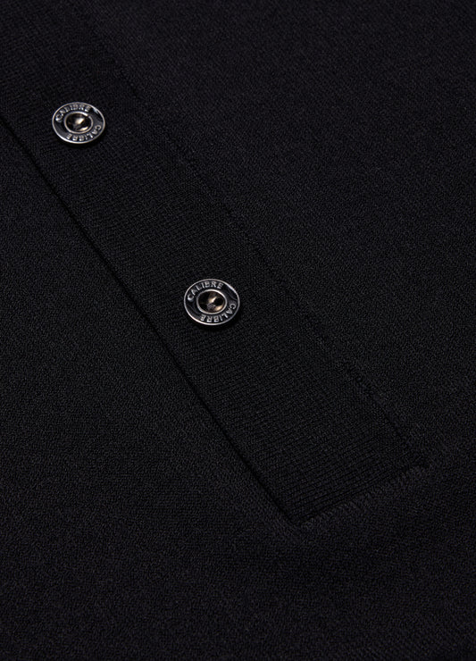 Long Sleeve Tech Knit Polo Black