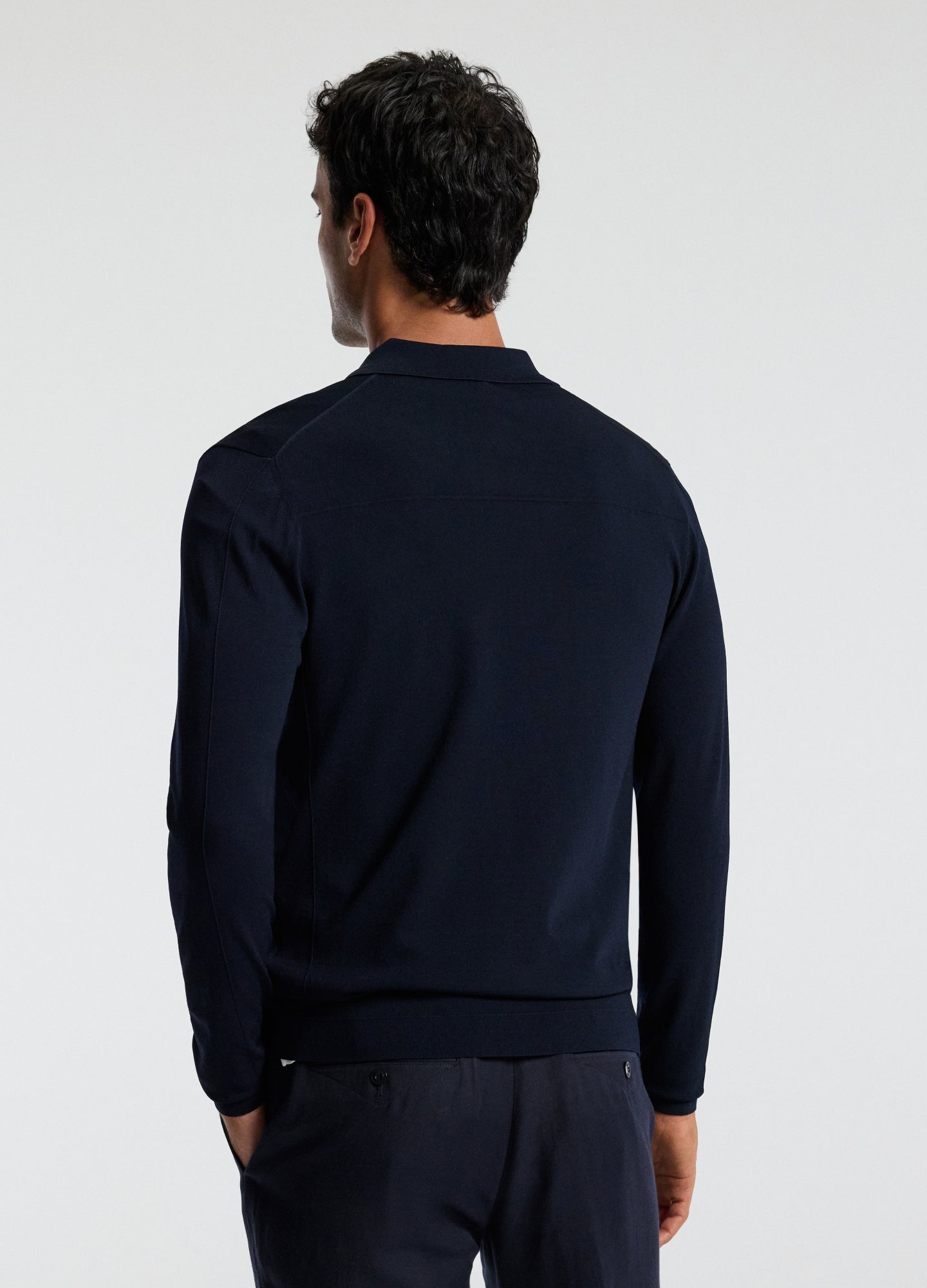 Long Sleeve Tech Knit Polo Naval Blue