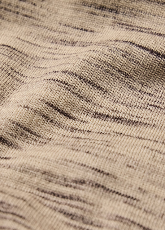 Melange Merino Wool Long Sleeve Polo Flint