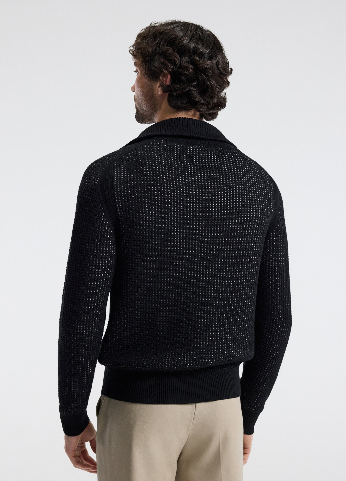 Quarter Zip Merino Wool Sweater Black