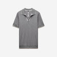 Ribbed Technical Knit Stripe Polo Navy
