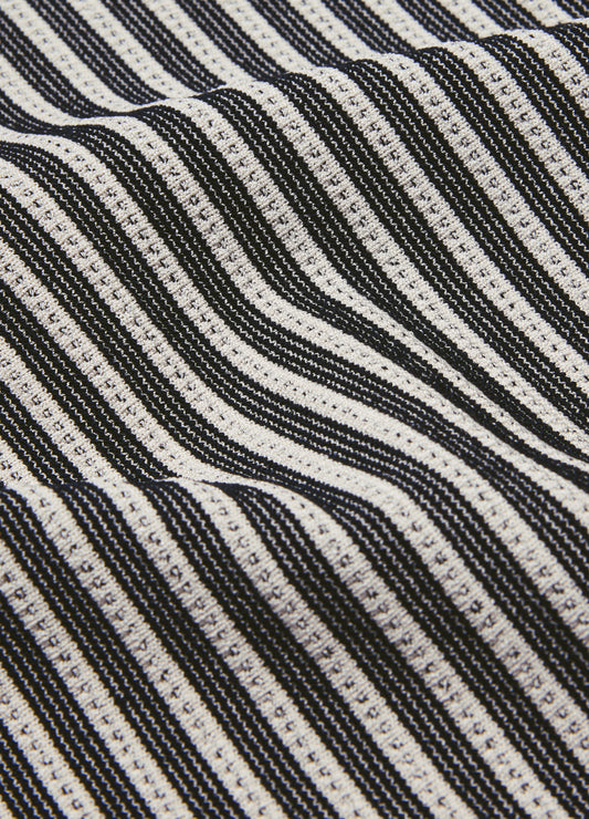 Ribbed Technical Knit Stripe Polo Navy