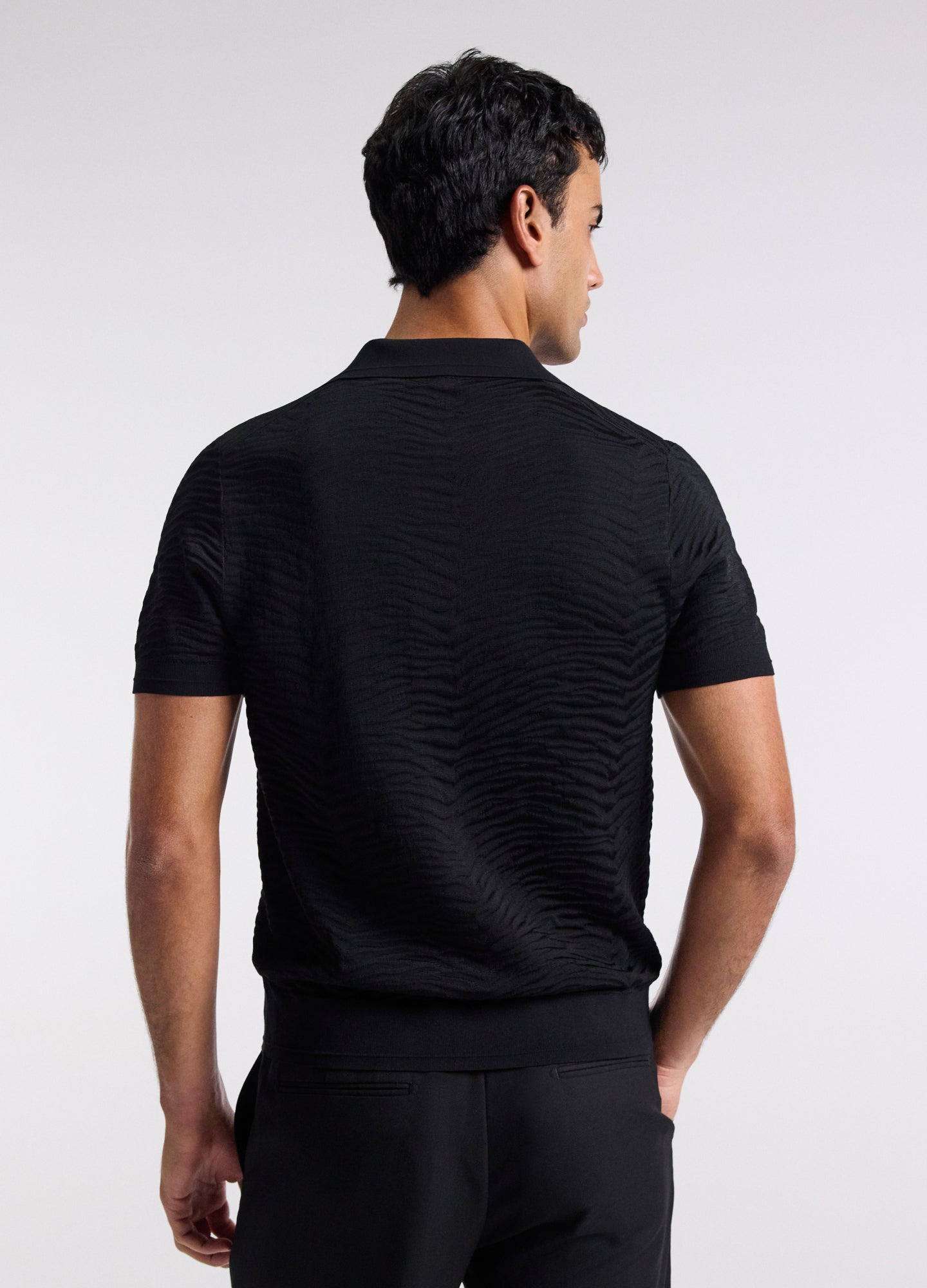 Zebra Jacquard Polo Black