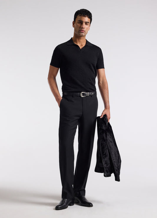 Zebra Jacquard Polo Black