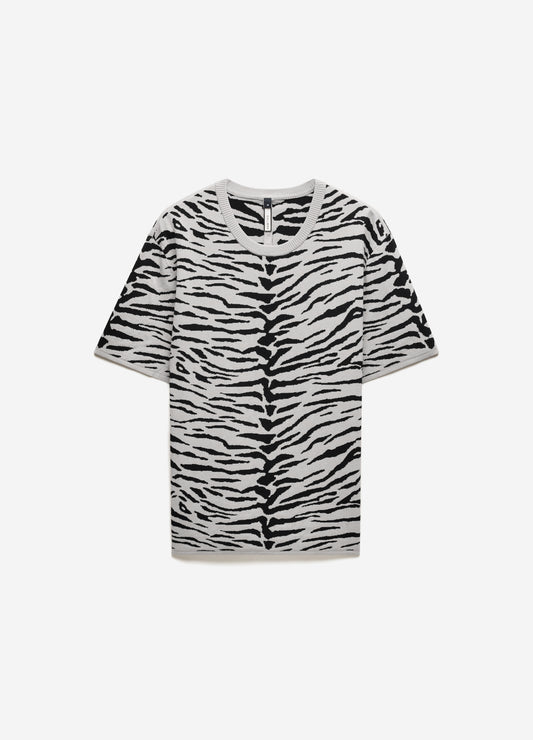 Relaxed Zebra Jacquard T-shirt Zinc