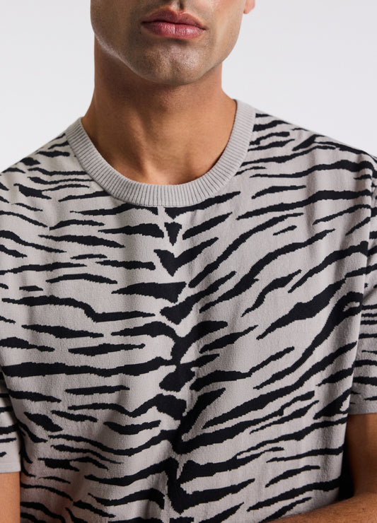 Relaxed Zebra Jacquard T-shirt Zinc