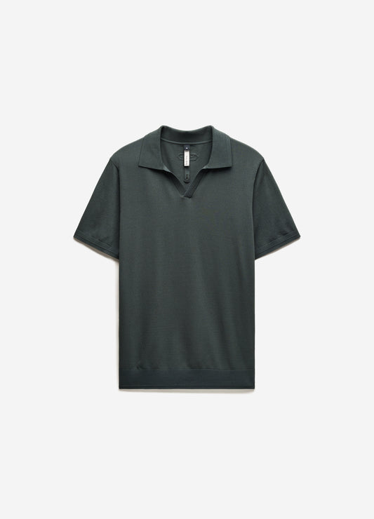 Technical Knit Rib Collar Polo Fern