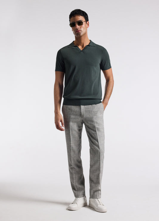 Technical Knit Rib Collar Polo Fern