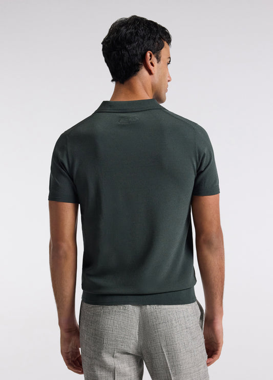 Technical Knit Rib Collar Polo Fern