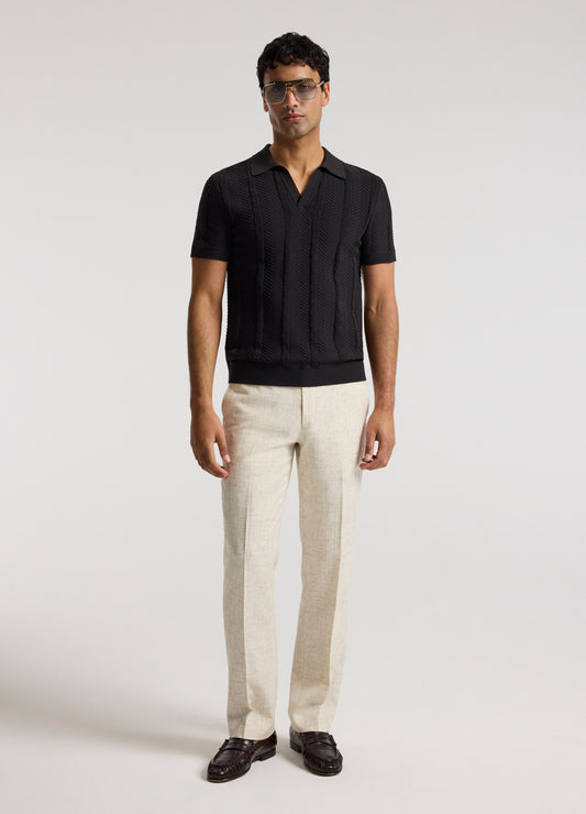 Arrow Jacquard Knit Polo Chocolate