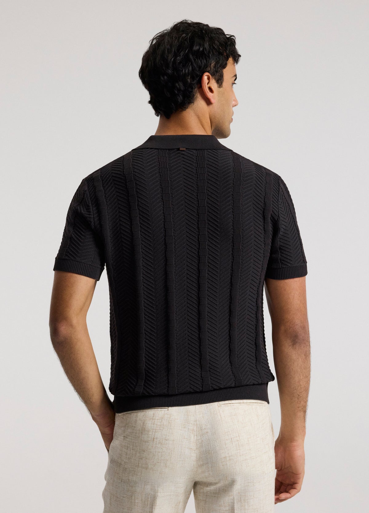 Arrow Jacquard Knit Polo Chocolate