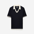 Contrast Trim Stripe Polo Navy